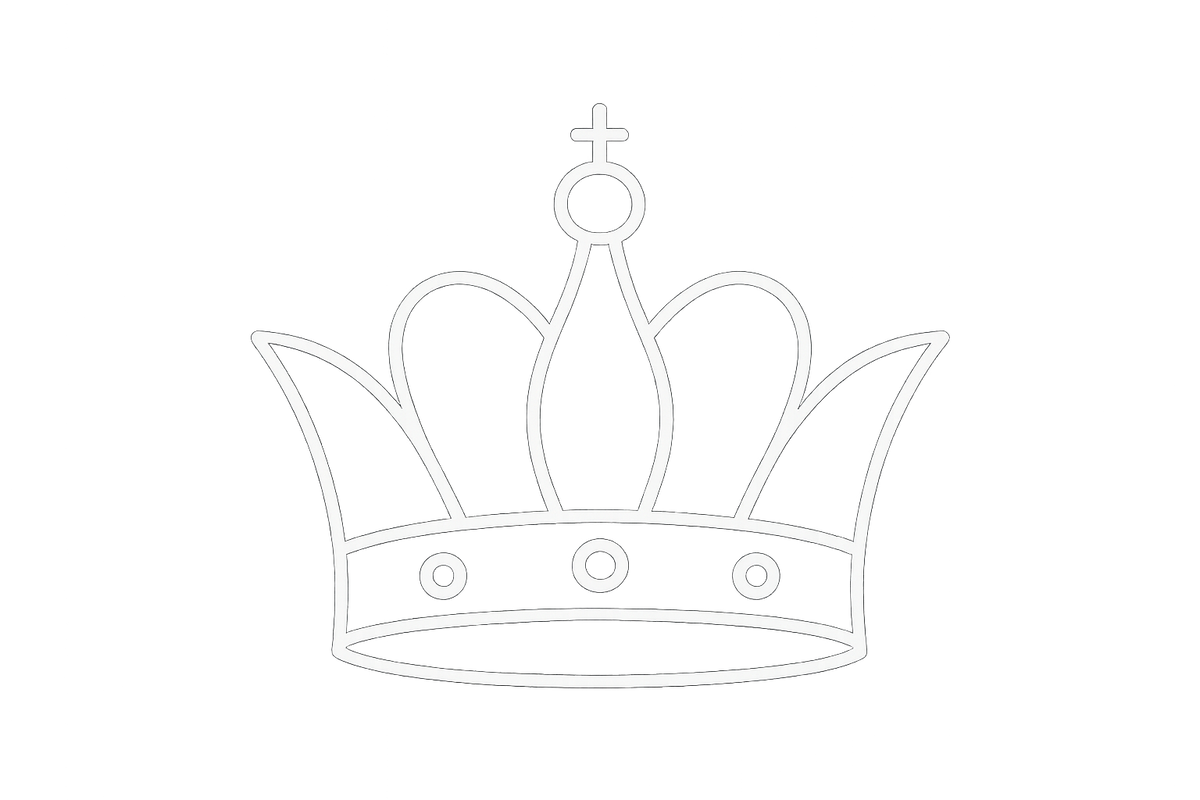 A white outlined crown with transparent background