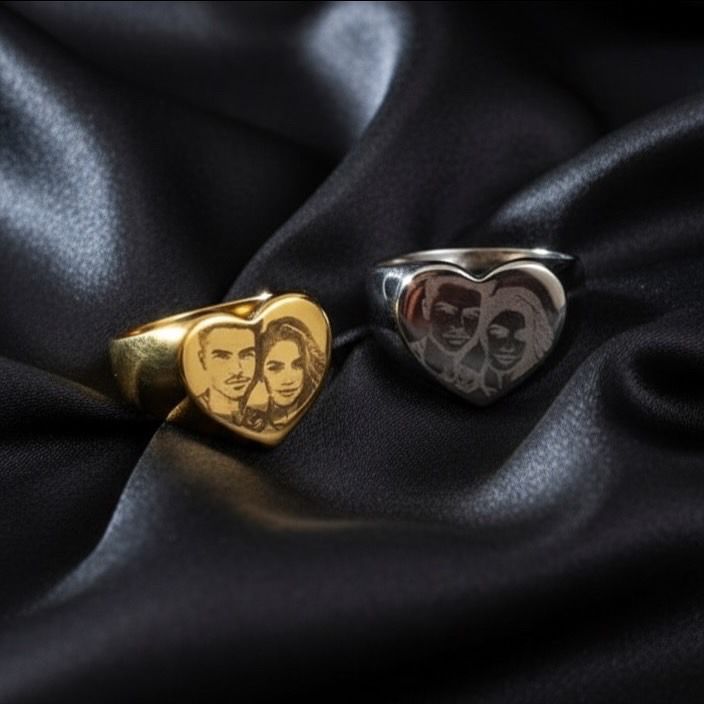 Personalized Photographic Ring (Heart-Shaped)
